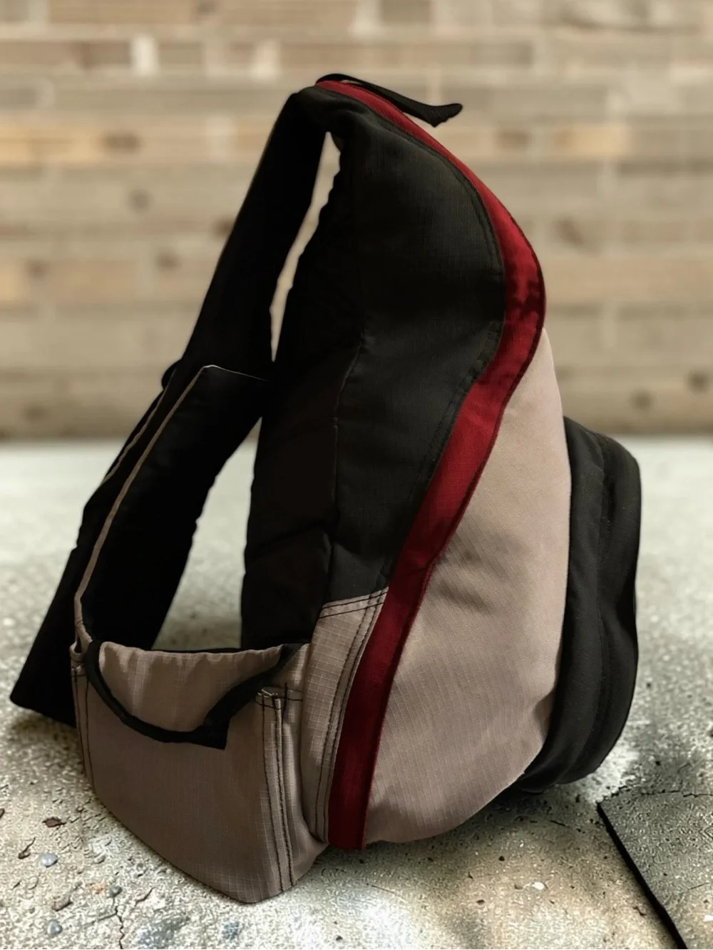 Vintage 90s JanSport Sling Backpack Y2K Single Strap Crossbody Black Red Tan